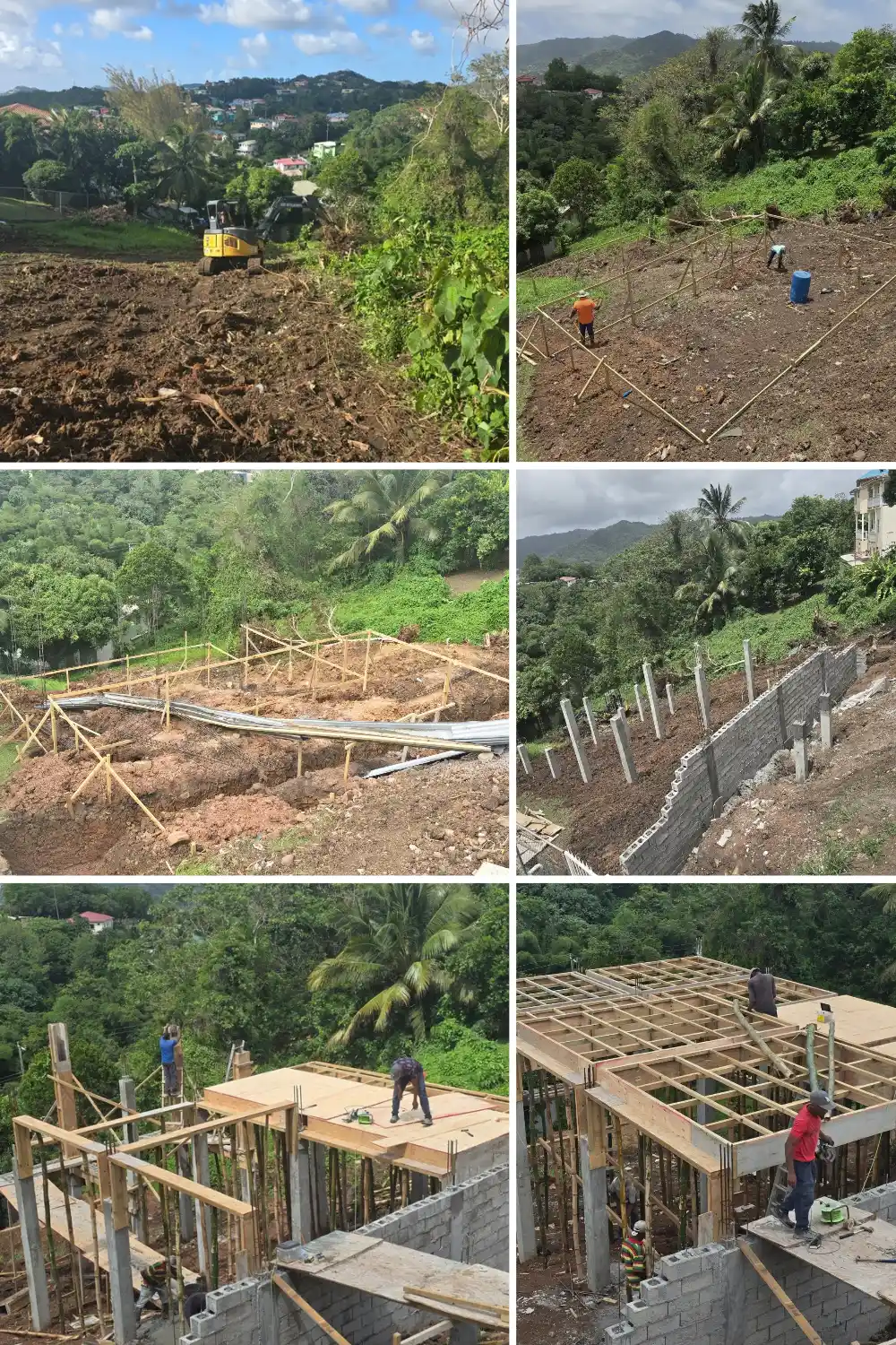 Ground and foundation under construction in Saint Lucia
