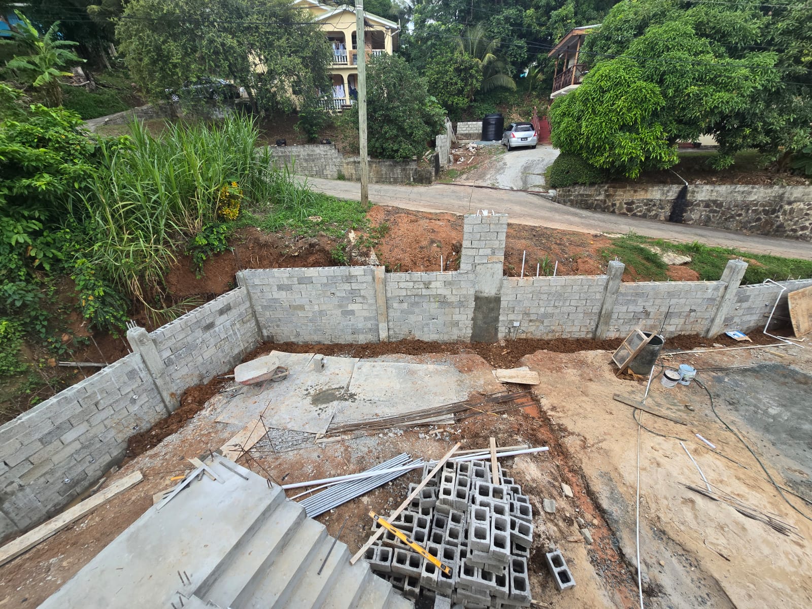 Retaining wall construction project by Verdesirs Consulting Inc. in Saint Lucia